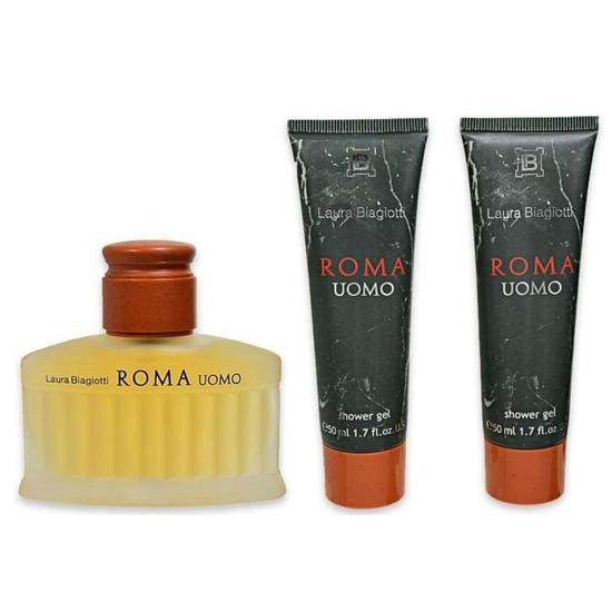 Laura Biagiotti Roma Uomo Gift Set 75ml Eau De Toilette + Shower Gel 2 x 50ml