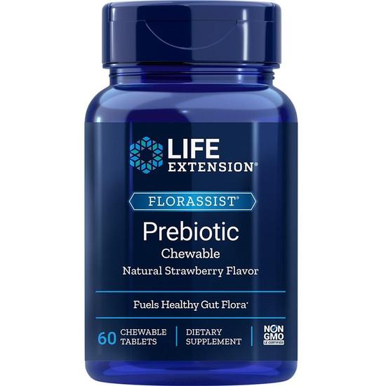 Life Extension Florassist Prebiotic Chewable Natural Strawberry Chew Tablets