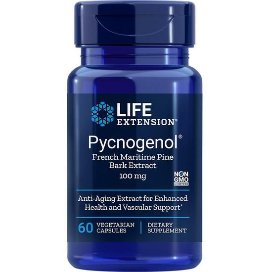Life Extension Pycnogenol French Maritime Pine Bark Extract 100mg Vegicaps 60 Vegicaps