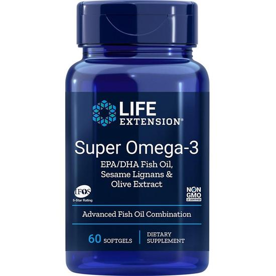 Life Extension Super Omega-3 EPA/DHA With Sesame Lignans & Olive Extract Softgels 60 Softgels