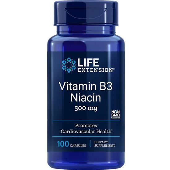Life Extension Vitamin B3 Niacin 500mg Capsules 100 Capsules