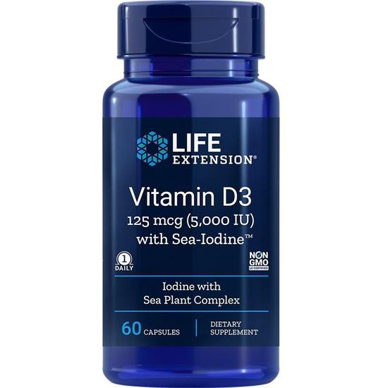 Life Extension Vitamin D3 With Sea-Iodine 5000iu Capsules 60 Capsules