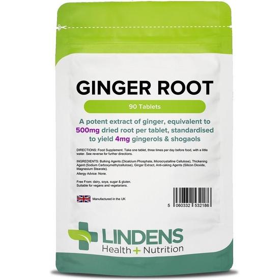 Lindens Ginger Root 500mg Tablets 90 Tablets
