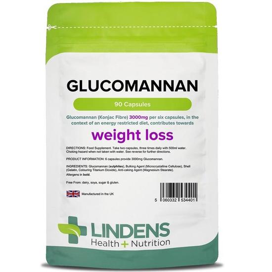 Lindens Glucomannan Konjac Fibre 500mg Capsules 90 Capsules