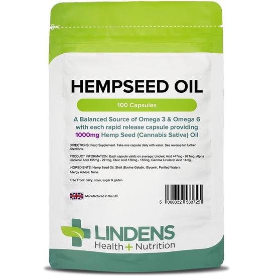 Lindens Hempseed Oil 1000mg Capsules 100 Capsules