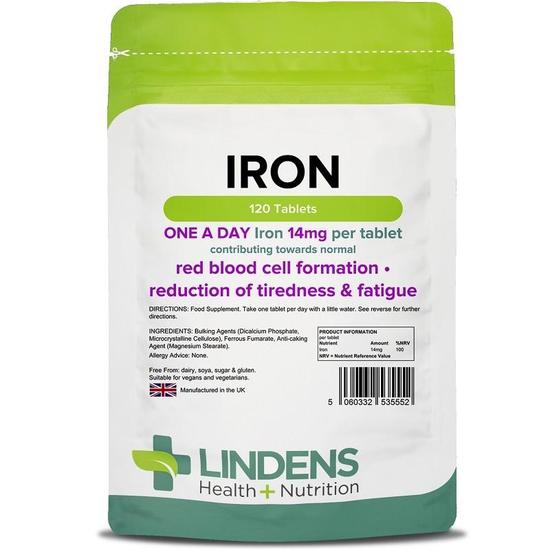 Lindens Iron 14mg Tablets 120 Tablets