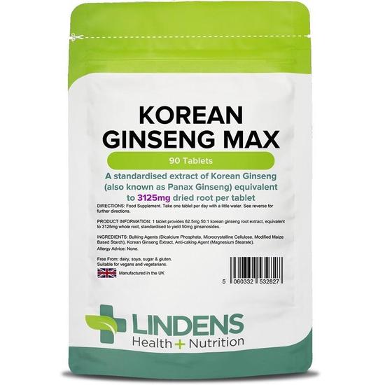 Lindens Korean Ginseng Max 3125mg Tablets 90 Tablets