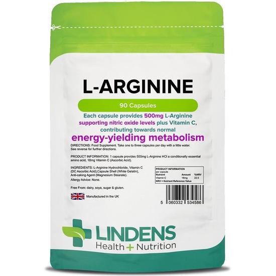 Lindens L-Arginine 500mg Capsules 90 Capsules