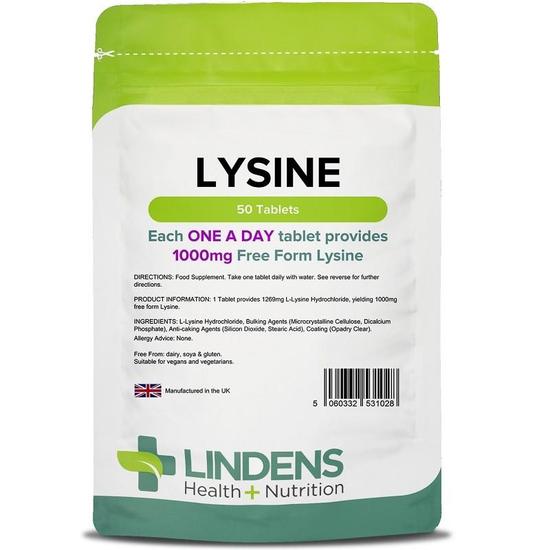 Lindens Lysine 1000mg Tablets 50 Tablets