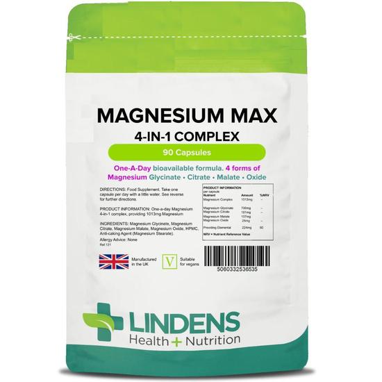 Lindens Magnesium Max 4 In 1 Complex Capsules 90 Capsules