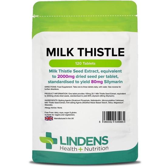 Lindens Milk Thistle Seed Extract 100mg 2000mg Eq Tablets 120 Tablets