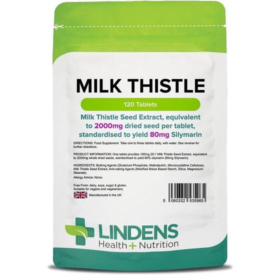Lindens Milk Thistle Seed Extract 100mg 2000mg Eq Tablets 120 Tablets