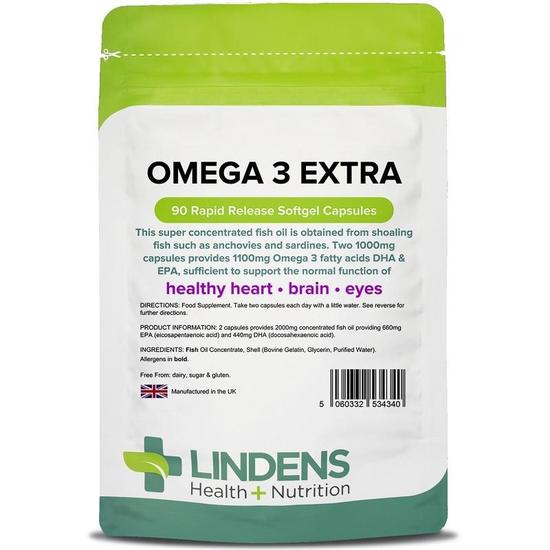 Lindens Omega 3 Fish Oil Extra Capsules 90 Capsules