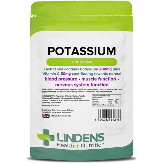 Lindens Potassium 200mg Tablets 100 Tablets