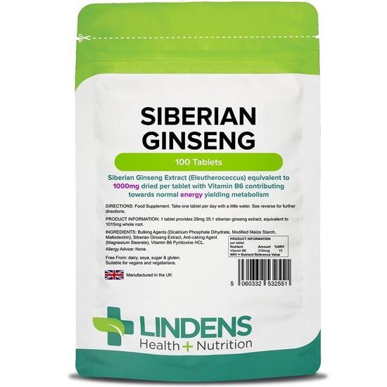 Lindens Siberian Ginseng 1000mg Tablets