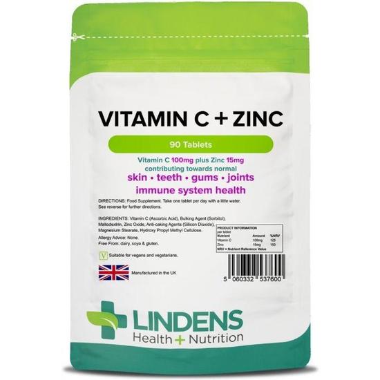 Lindens Vitamin C + Zinc Tablets 90 Tablets