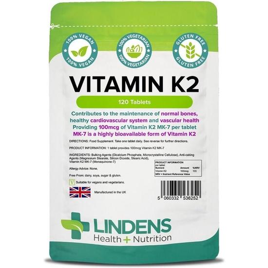 Lindens Vitamin K2 100mcg Tablets 120 Tablets