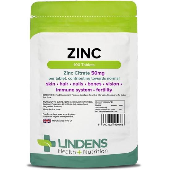 Lindens Zinc Citrate 50mg Tablets 100 Tablets
