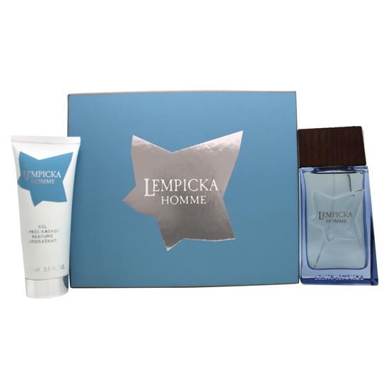 Lolita Lempicka Homme Gift Set 100ml Eau De Toilette + 75ml Aftershave Balm + Bag