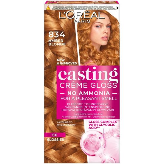 L'oreal Paris Casting Creme Gloss Semi Permanent Hair Dye 834 Amber Blonde