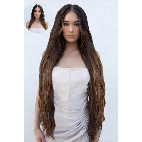 LullaBellz Extra AF 34'' 5 Piece Natural Wavy Blondes Highlighted Champagne