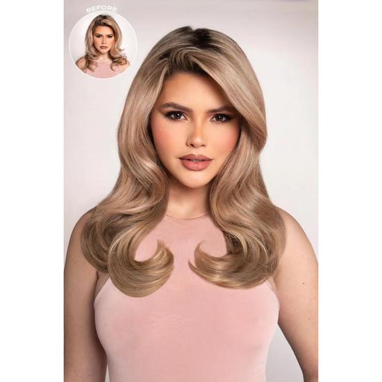 LullaBellz Thick 14" 1 Piece Blow Dry Wavy Clip-in Hair Extensions Blondette