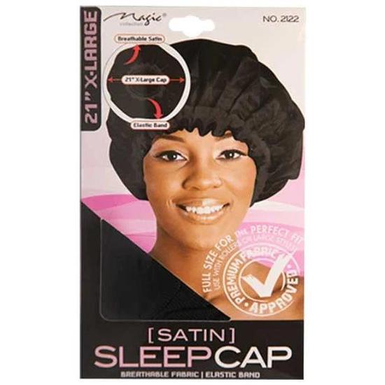 Magic Collection Breathable Satin Sleep Cap XL 2122 Black XL