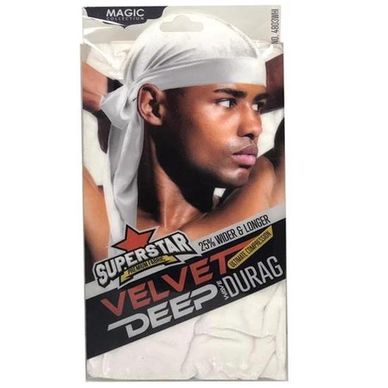 Magic Collection Superstar Velvet Deep Wave Durag Hot White 4803WHI