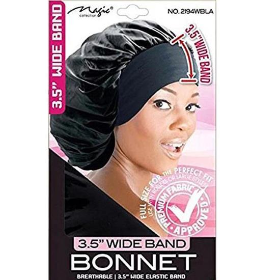 Magic Collection Wide 3.5 Band Bonnet Black 2194WBLA