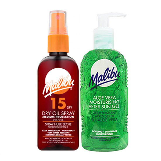 Malibu Dry Oil Spray SPF15 & Aloe Vera Aftersun Gel 200ml