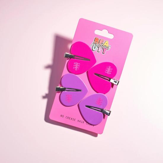 Mallows Beauty Pink Heart Clips 4pk