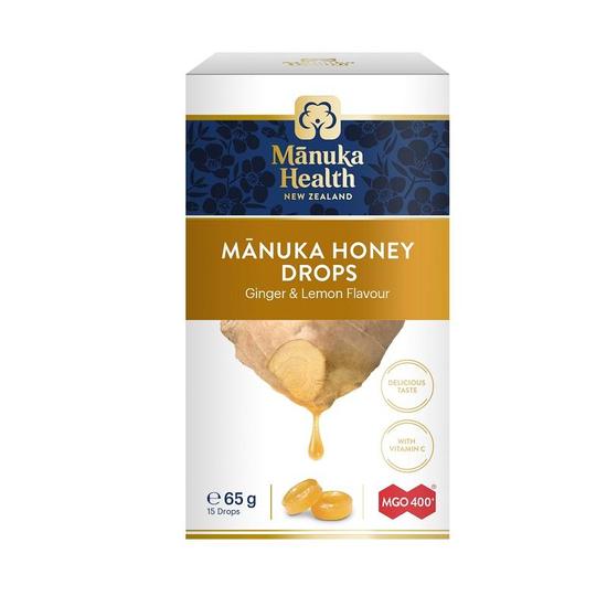 Manuka Health MGO 400+ Manuka Honey Drops With Ginger & Lemon 65g