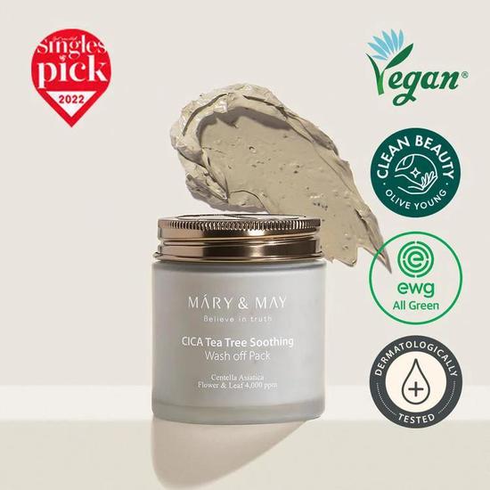 Mary & May Cica Tea Tree Soothing Vegan Wash Off Mask Pack 125g