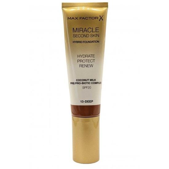 Max Factor Miracle Second Skin Foundation Hydrate Protect Renew SPF 20 Deep #13 30ml