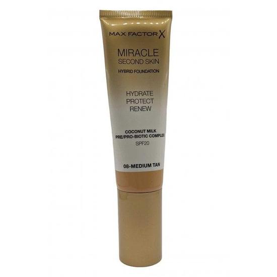 Max Factor Miracle Second Skin Foundation Hydrate Protect Renew SPF 20 Medium Tan #08 30ml