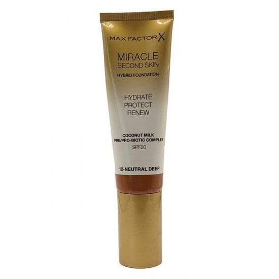 Max Factor Miracle Second Skin Foundation Hydrate Protect Renew SPF 20 Neutral Deep #12 30ml
