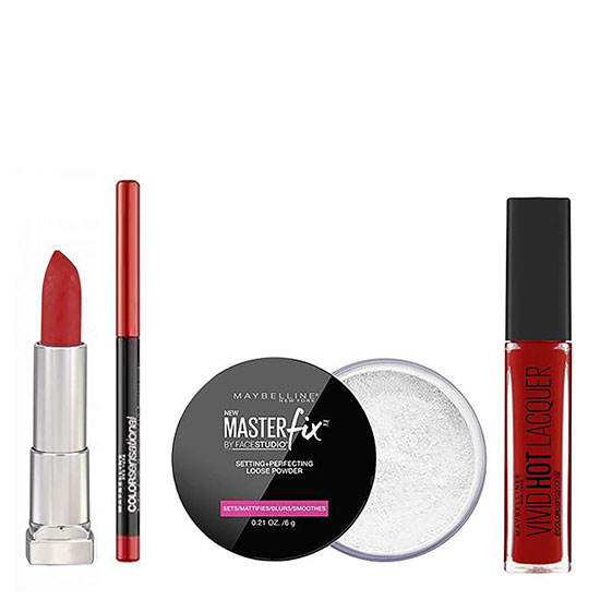 Maybelline Killer Red Lip Kit 5 Piece Makeup Gift Set For Her