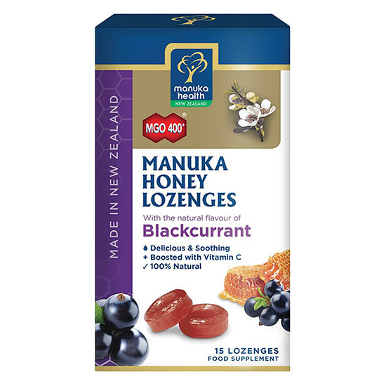 Manuka Health MGO 400+ Manuka Honey Lozenges With Blackcurrant 15 Lozenges