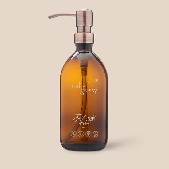 Milly & Sissy British-made Amber Glass Bottle With Bronzed Pump