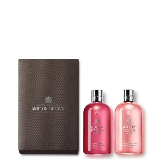 Molton Brown Fiery Pink Pepper & Delicious Rhubarb & Rose Bathing Set 2 x 300ml
