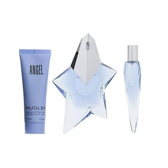 Mugler Angel 50ml Eau De Parfum + 50ml Body Lotion + 10ml Eau De Parfum Gift Set