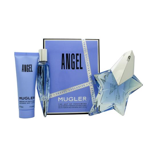 Mugler Angel Angel Gift Set 50ml Edp Refillable + 10ml Edp + 50ml Body Lotion
