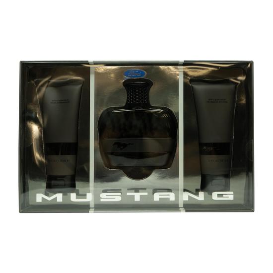 Mustang Black Gift Set 100ml Eau De Toilette + 100ml Aftershave Balm + 100ml Body Wash