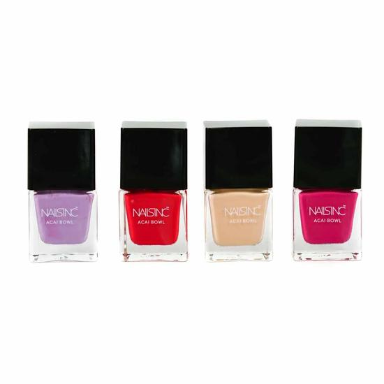 Nails Inc Nail Polish Set Red Pink Neutral Lilac 4 x 5ml