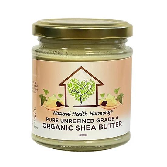 Natural Health Harmony Pure Unrefined Grade A Organic Shea Body Butter 200ml