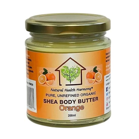 Natural Health Harmony Pure Unrefined Organic Shea Body Butter With Orange 200ml