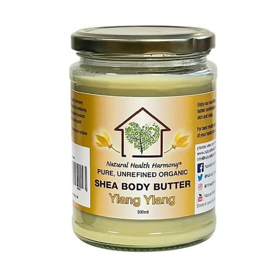 Natural Health Harmony Pure Unrefined Organic Shea Body Butter With Ylang Ylang 500ml