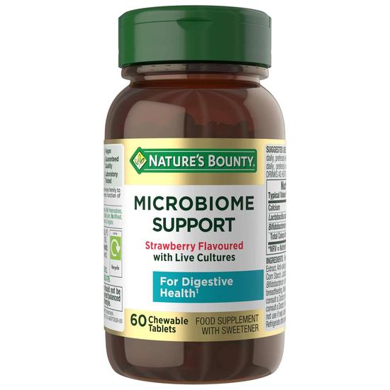 Nature's Bounty Digestive Health Microbiome Support Strawberry Flavoured Chewable Tablets