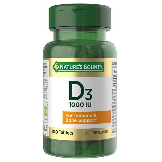 Nature's Bounty Vitamin D3 25ug 1000iu Tablets