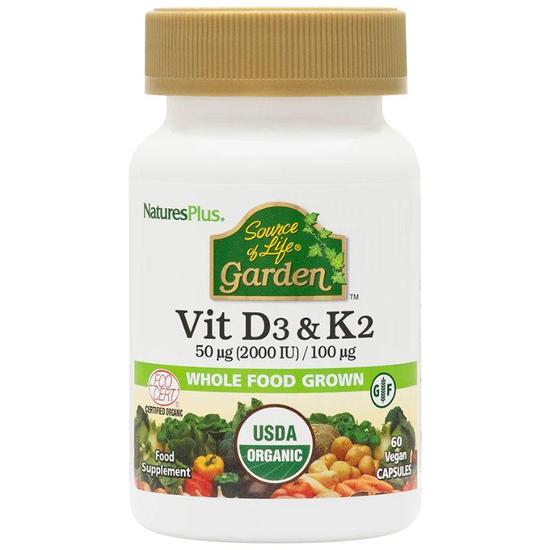 Nature's Plus Source Of Life Garden Vitamin D3 & K2 Capsules 60 Capsules